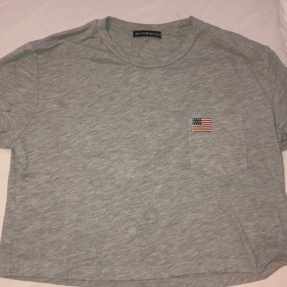 Brandy Melville Crop American Flag Tee